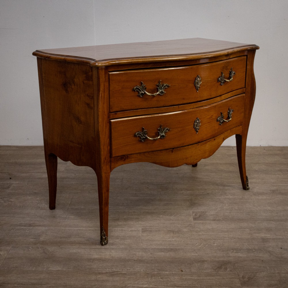 Small French Fruitwood Bombe Commode or Chest of Drawers