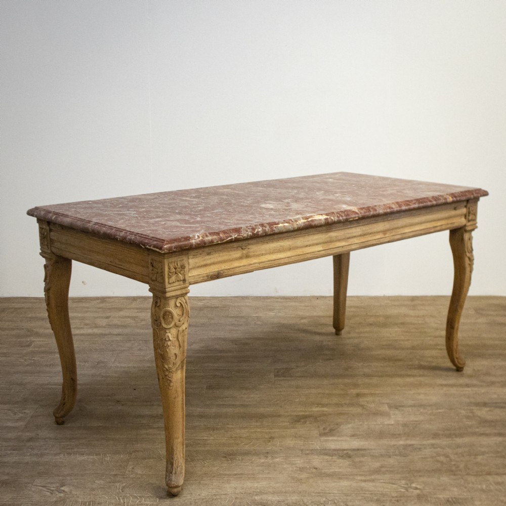 French Bleached Oak Marble Topped Centre Table