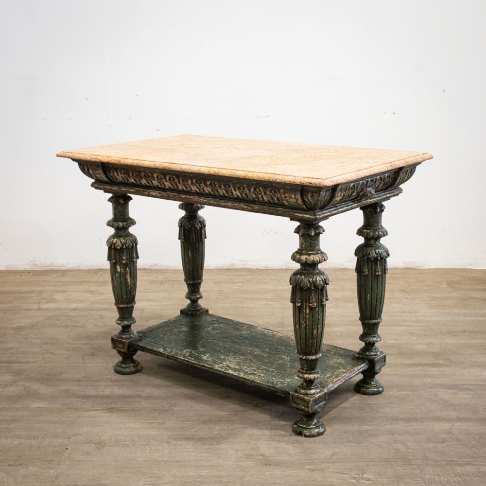 Painted French Centre Table with Marble Top