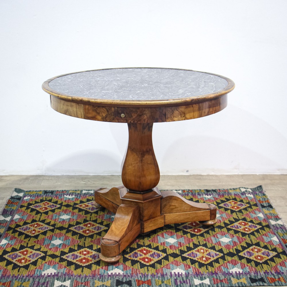 Walnut & Marble French Guéridon or Centre Table