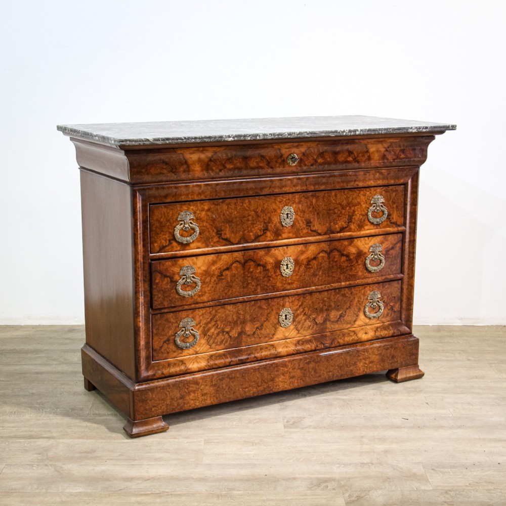 Louis Philippe Walnut Commode with Marble Top