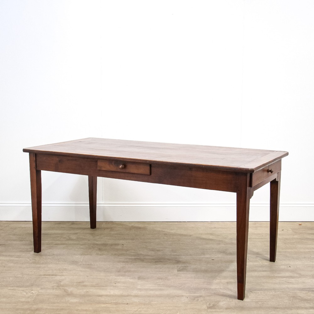 French Fruitwood Farmhouse Table with 2 Drawers