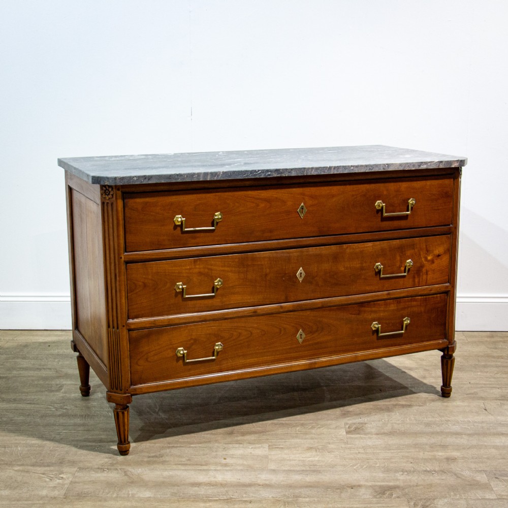 French Cherry Wood Marble Topped Commode