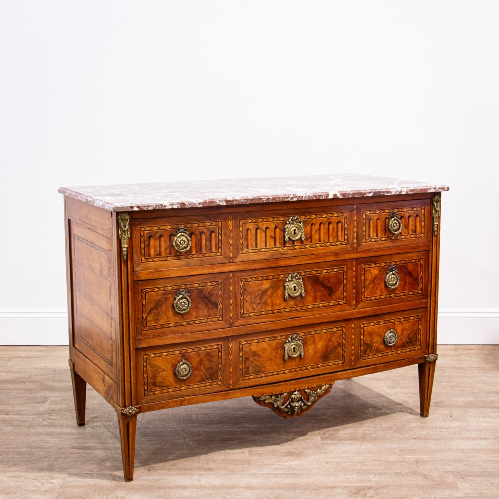 French 18th Century Kingwood Marble Top Commode