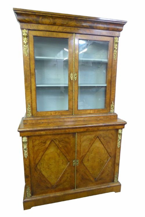 Top Quality Victorian Burr Walnut Bookcase