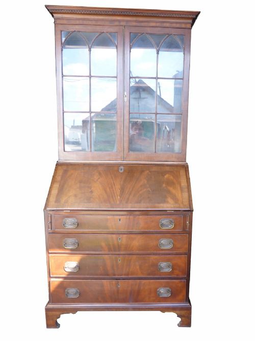 George III Mahogany Bureau Bookcase