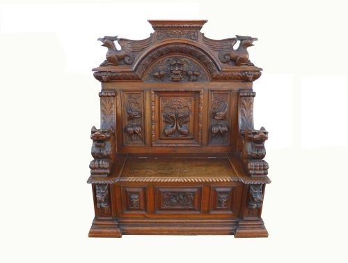 Early 19th Century Fabulously Carved Bench