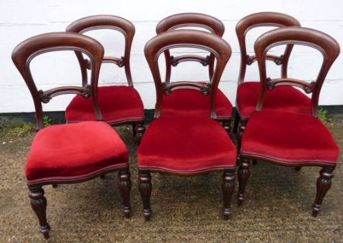 Set of 6 Victorian Balloon Back Dining Chairs