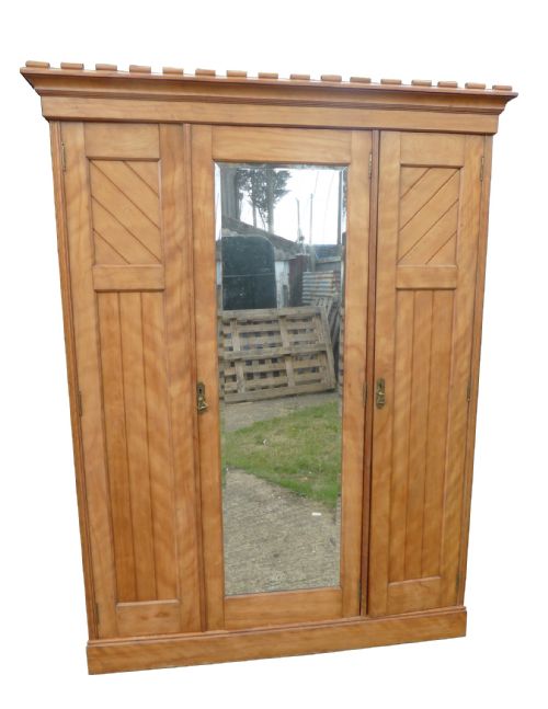 Victorian Satinwood Triple Wardrobe