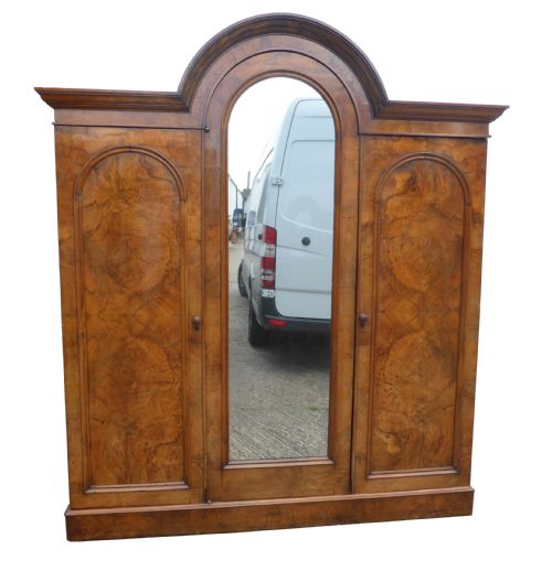 Victorian Burr Walnut Triple Wardrobe
