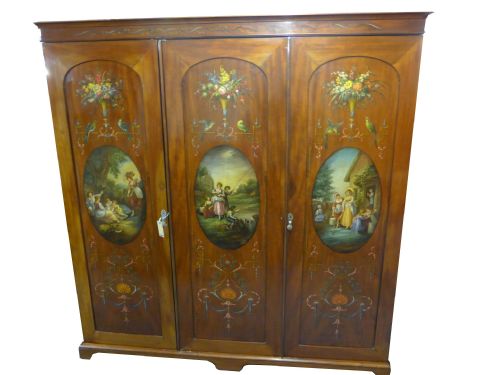 Victorian Hand Painted Triple Wardrobe