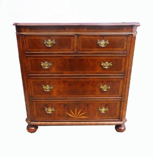 Burr Walnut Star Inlaid Chest of Drawers