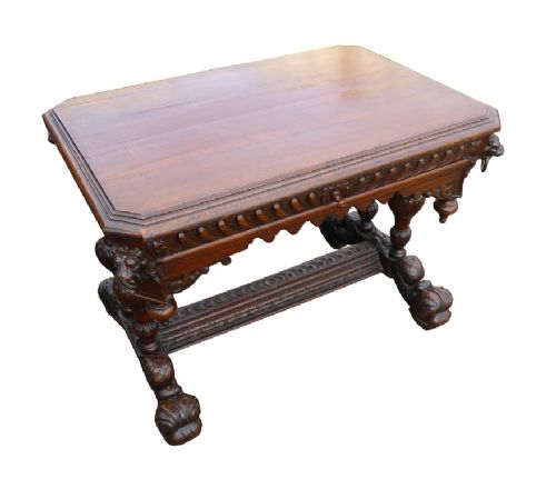 Victorian Elaborately Carved Gothic Hall Table