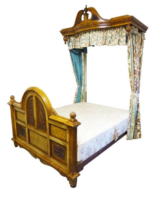 Victorian Pollard Oak Half Tester Bed