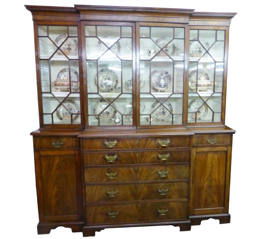 Small George III Secretaire Breakfront Bookcase