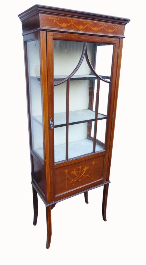 Small Edwardian Mahogany Inlaid Display Cabinet