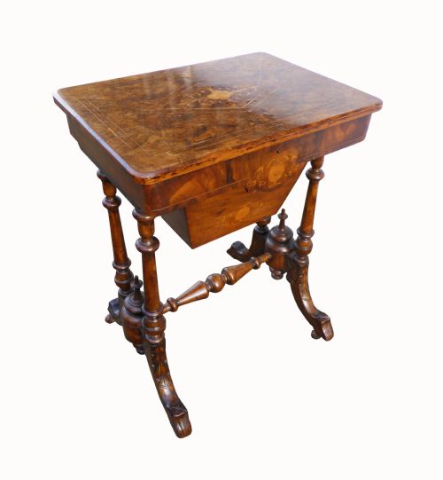 Victorian Burr Walnut and Inlaid Work Table