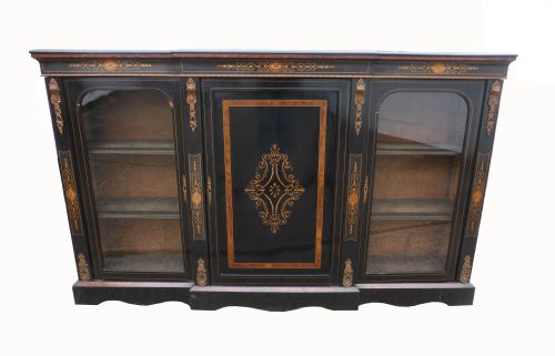 Victorian Ebonised Breakfront Credenza/bookcase