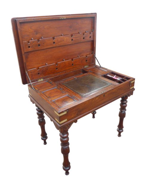 Early Victorian Mahogany Travelling Campaign Desk