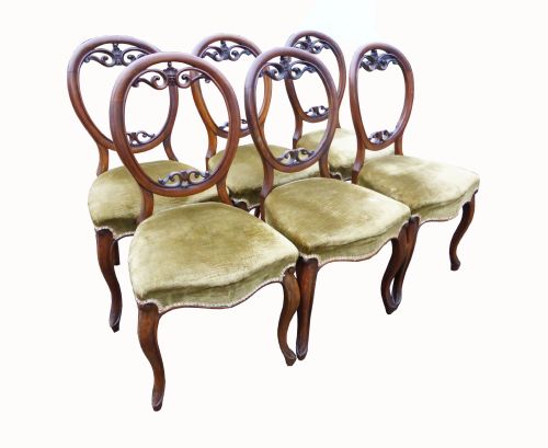 Set of 6 Victorian Walnut Dining Chairs