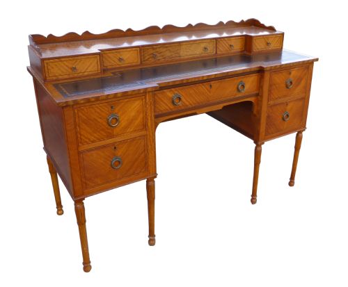 Edwardian Satinwood Carlton House Style Writing Desk