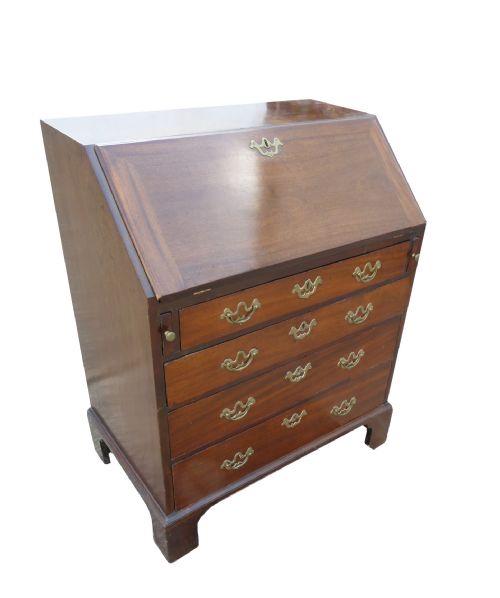 George III Red Walnut Bureau of Small Proportions