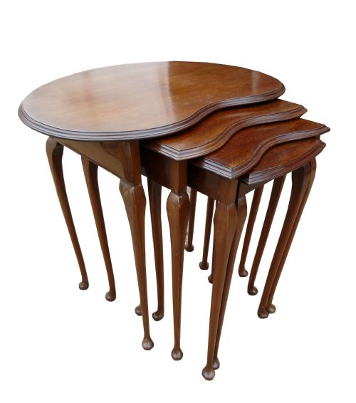 Edwardian Nest of Four Mahogany Kidney Shaped Tables