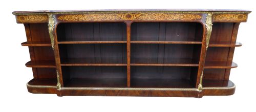 Victorian Marquetry Inlaid Open Bookcase/ Credenza