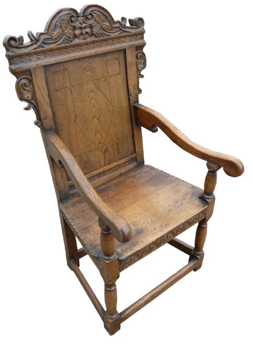 17th Century Style Carved Oak Wainscot Chair