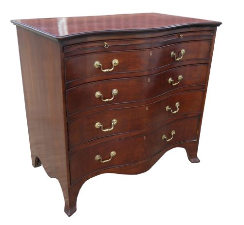 Antique George III Style Mahogany Serpentine Chest of Drawers
