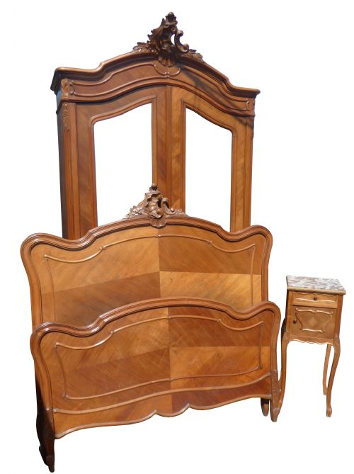 19th Century French Walnut Rococo Bedroom Suite
