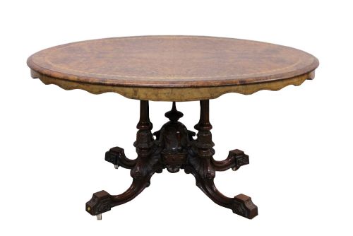 Victorian Burr Walnut Inlaid Loo Table