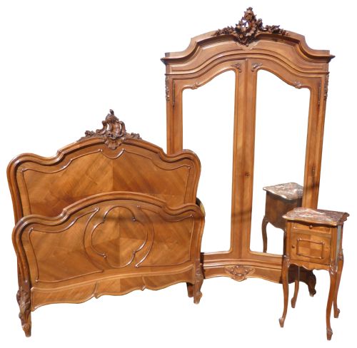19th Century French Walnut Rococo Bedroom Suite
