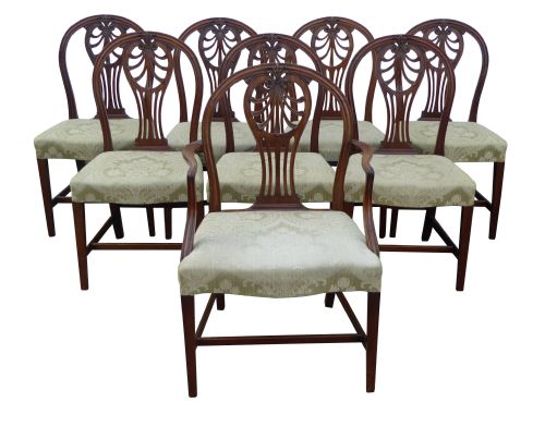 Set of 8 Antique Solid Mahogany Dining Chairs