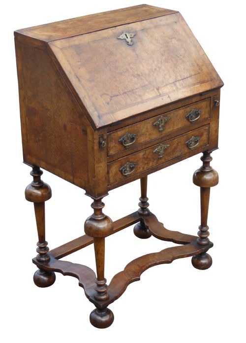 Antique William and Mary Style Walnut Bureau of Small Proportions