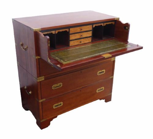 Victorian Mahogany Secretaire Campaign Chest of Drawers