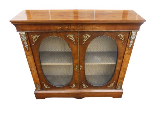 Victorian Walnut Inlaid Two Door Bookcase