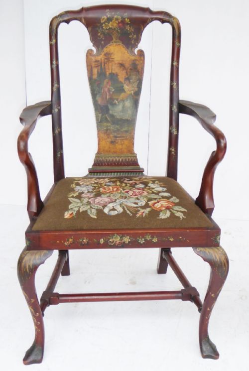A Pair of Painted Mahogany Chairs
