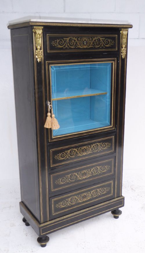 Victorian Ebonized and Boulle Pier Cabinet/ Display Cabinet