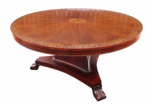 Regency Style Mahogany and Brass Inlaid Dining Table