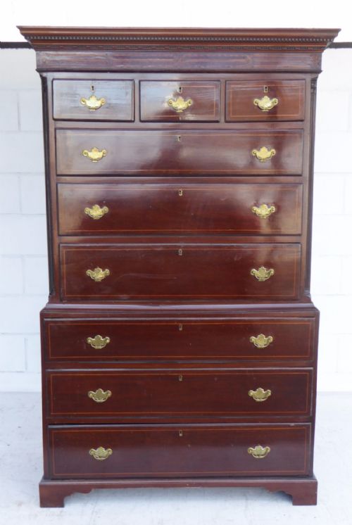 George III Mahogany Inlaid Chest on Chest