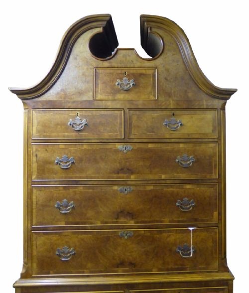 ANTIQUE QUEEN ANNE REVIVAL WALNUT CHEST ON STAND - ADDITIONAL PHOTO 2