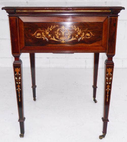 Victorian Rosewood and Marquetry "Eclipse" Writing Table