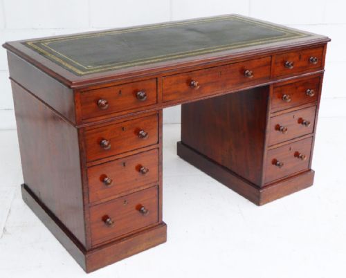 Victorian Solid Mahogany Pedestal Desk by Holland & Sons