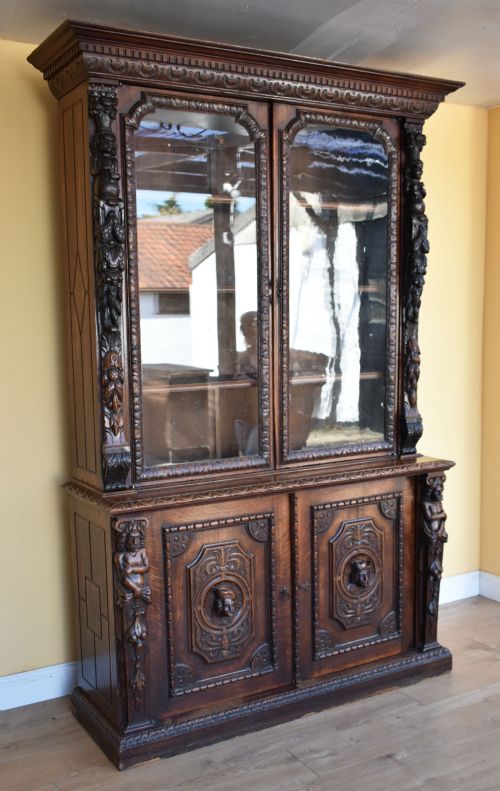19th Century Carved Oak Bookcase