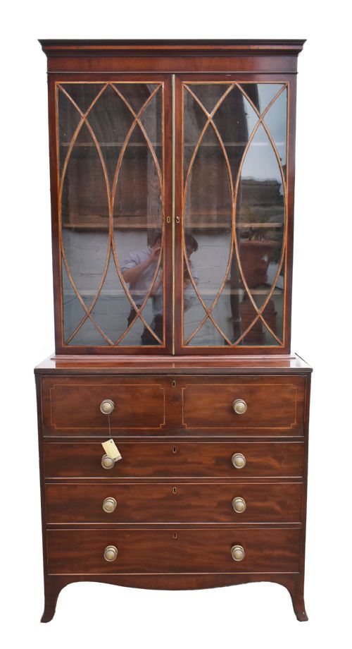 George III Mahogany Secretaire Bookcase