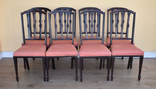 Set of 8 Edwardian Solid Mahogany Dining Chairs
