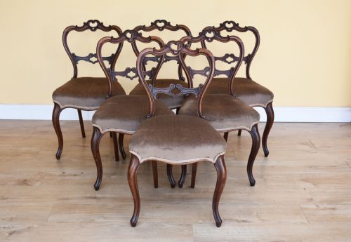 Set of 6 Victorian Rosewood Dining Chairs