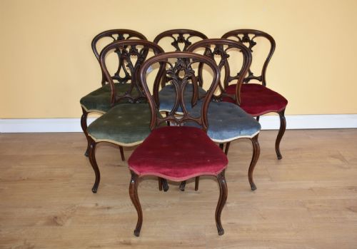 Set of 6 Victorian Mahogany Dining Chairs