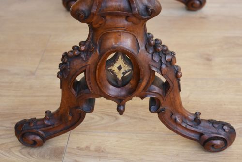 VICTORIAN BURR WALNUT INLAID TABLE - ADDITIONAL PHOTO 8